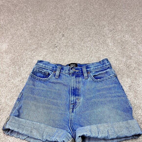 BDG Urban Outfitters Mom High Rise Shorts Blue Denim Cuffed Pockets Size 24 - Picture 5 of 10